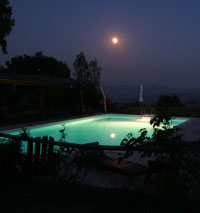 The swimming pool at moonlight Marche Italy