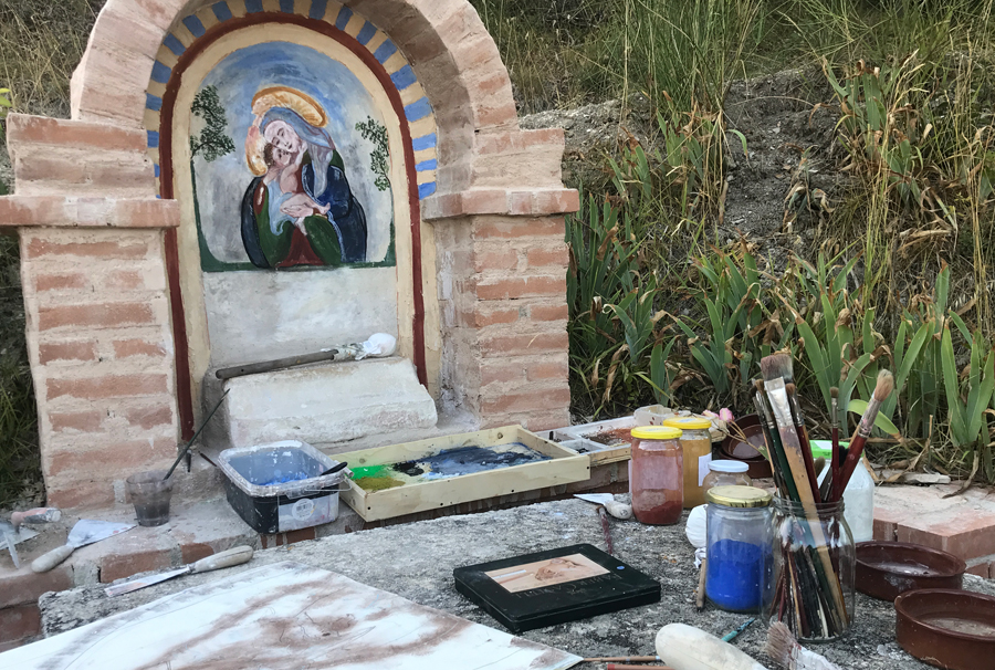 The opportunity to participate in the execution of a votive fresco of the Madonna